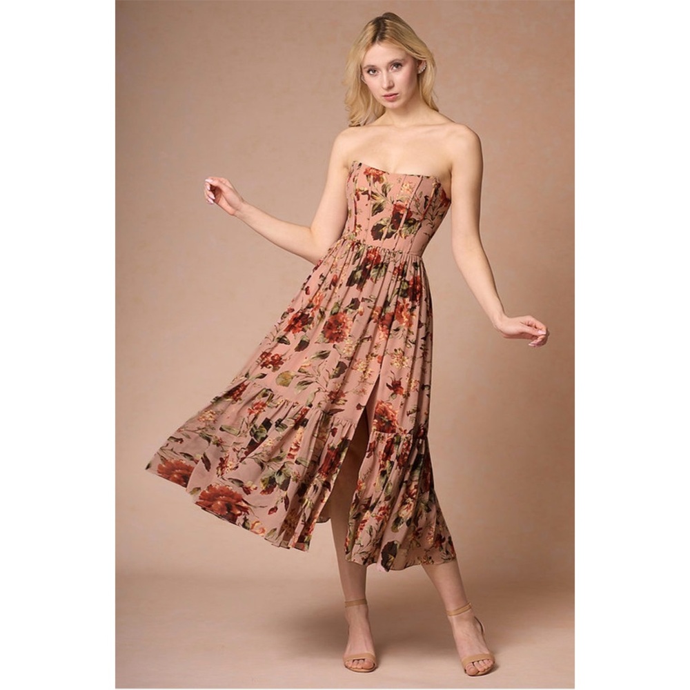 Fauna Mauve Floral Midi Dress